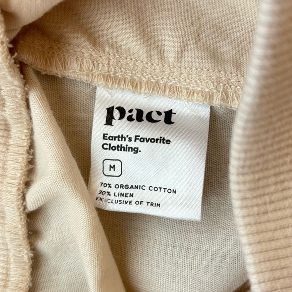 Pact Canopy Linen Blend Wide Leg Pant in Sandshell Cargo Pockets Women’s Medium - Picture 11 of 12